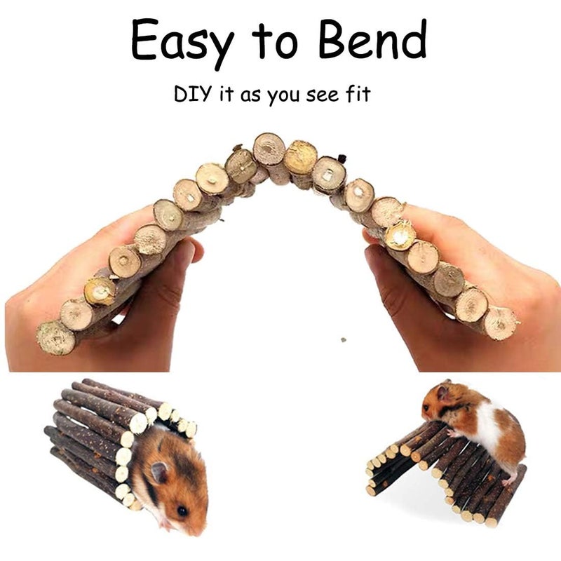 Hamiledyi 4PCS Hamster Bridge Wooden Bridge Toy Rat Ladder Natural Wooden Hideout Tunnel Ladder Hamster Cage Accessories Chew Toys for Guinea Pig Rat Chinchilla Reptile - Image 5